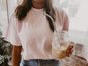 late with a latte embroidered top